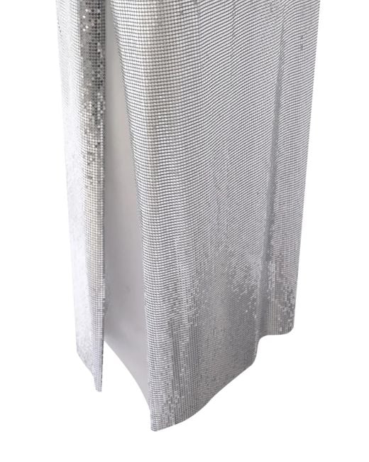 Rabanne White Metallic Mesh Asymmetric Gown