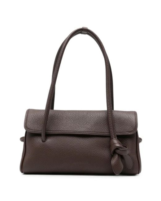 Jacquemus Brown Knot-Detail Pebbled Leather Tote Bag