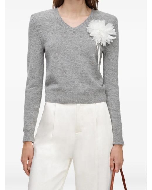 Self-Portrait Gray Pullover Mit Blumenprint