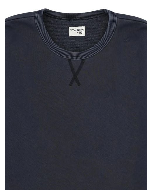 Fay Blue Crew-Neck Sweatshirt for men