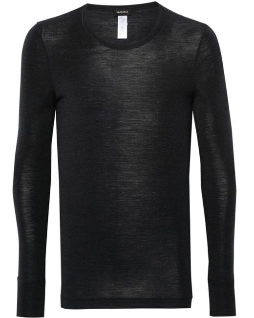 Hanro Black Long-sleeve T-shirt for men