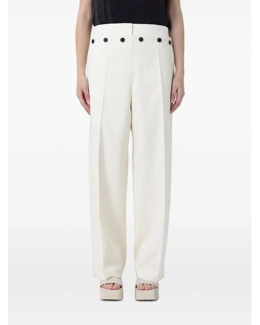Boss White Virgin Wool Palazzo Pants