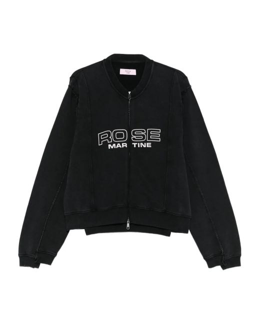 Martine Rose Black Zip-Up Logo-Print Sweatshirt for men