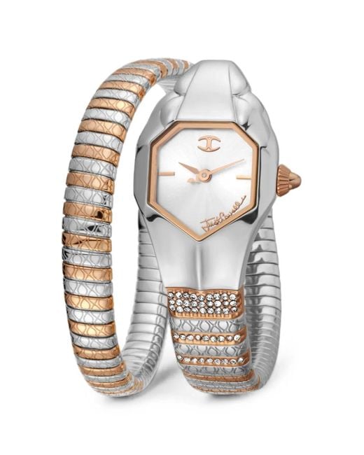 Just Cavalli White Signature Snake 22Mm Watch
