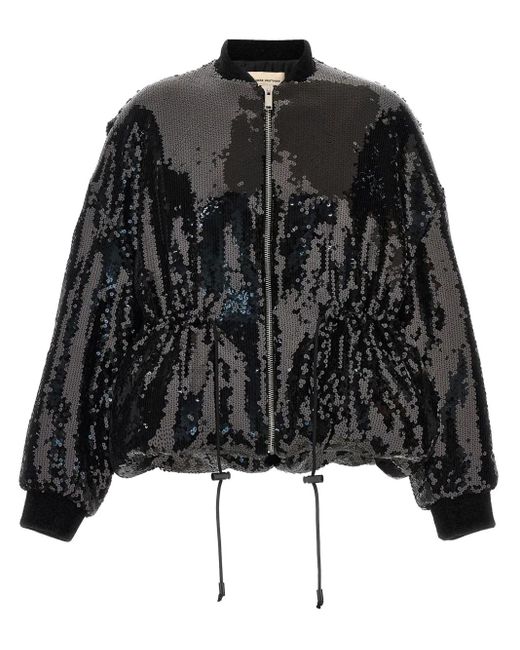 Alexandre Vauthier Black Sequinned Bomber Jacket