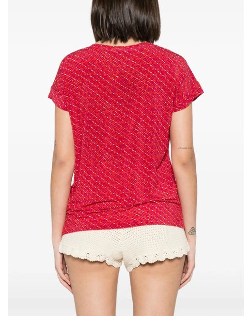 Siyu Red Geometric-Print T-Shirt