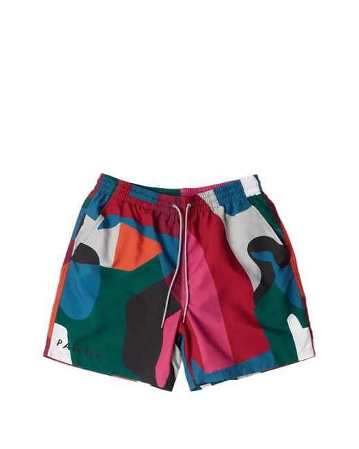 by Parra Red Ball To The Face Drawstring Swim Shorts for men