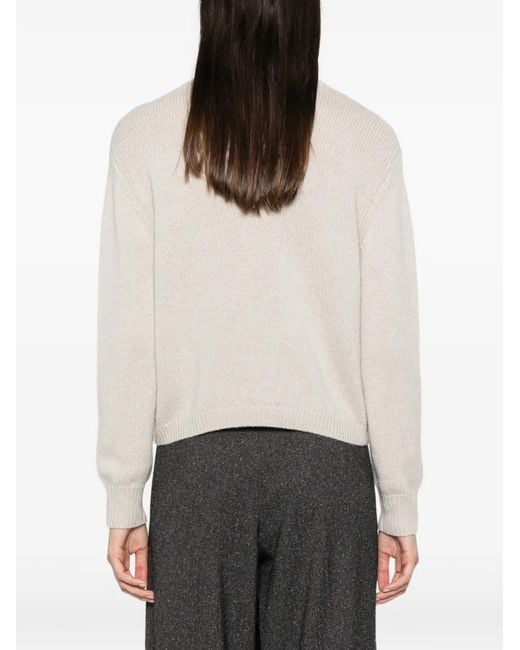 Lisa Yang White Crew-Neck Cardigan