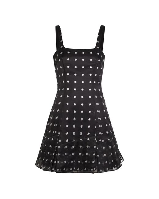 Emilia Wickstead Black Juelee Polka Dot Layered Silk-Chiffon Mini Dress