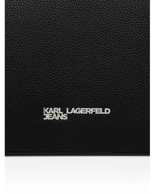 Karl Lagerfeld Black Logo-Plaque Zip-Detail Tote Bag