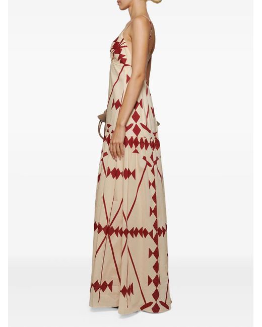 Johanna Ortiz White Zea Palm Kleid mit geometrischem Print