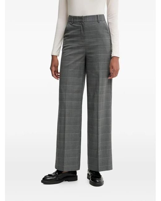 Benetton Gray Patterned High-Waisted Trousers