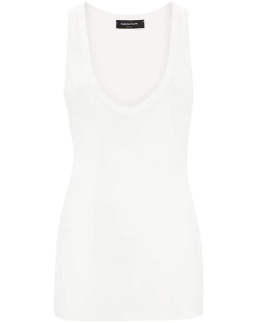 Fabiana Filippi White Fine-Ribbed Tank Top