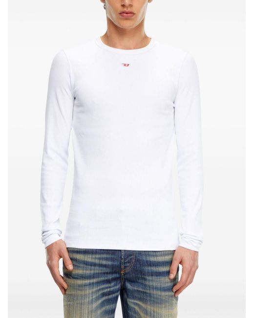 メンズ DIESEL D-ribber ロングtシャツ White
