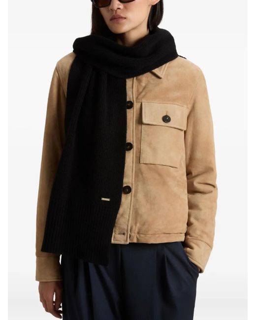 Woolrich Black Gerippter Kaschmirschal