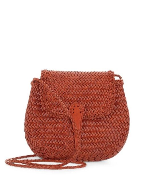 Dragon Diffusion Red Mini City Woven-Leather Crossbody Bag