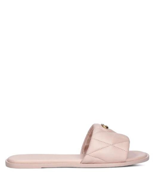 COACH Pink Quilted Logo Slides