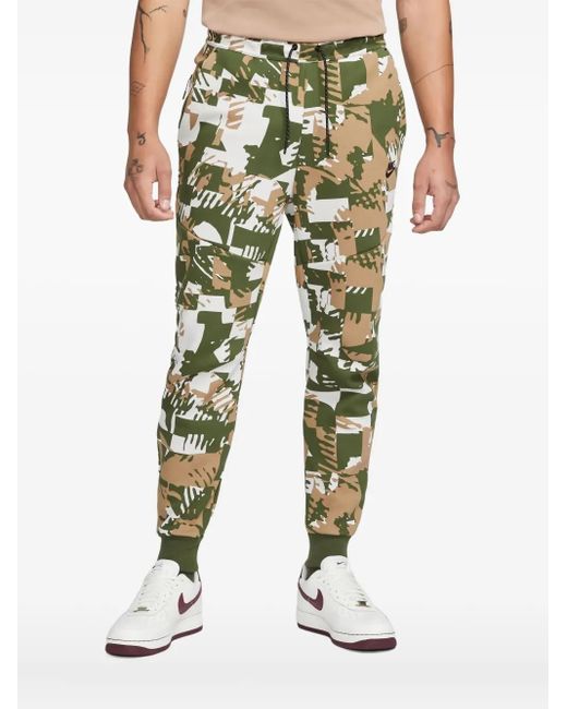 Nike Green Tech Fleece All-Over Print Track Pants for men