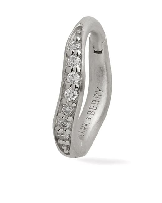 Lark & Berry White 14K Medium Dune Diamond Hoop Earring