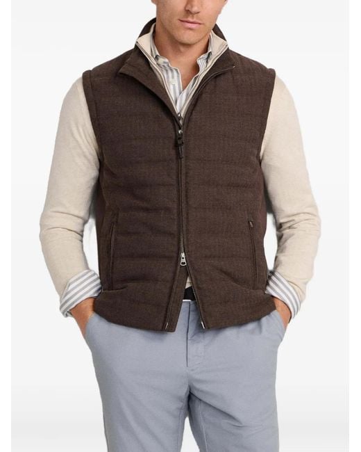 Hackett Brown Herringbone-Pattern Gilet for men