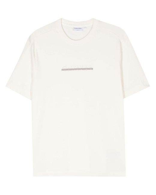 T-shirt à logo embossé Calvin Klein pour homme en coloris White