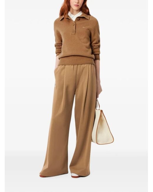 Lacoste Natural Logo-Patch Pleated Track Pants