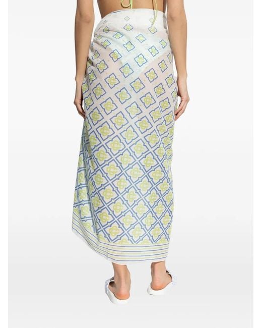 Casablanca Blue Monogram-Print Pareo