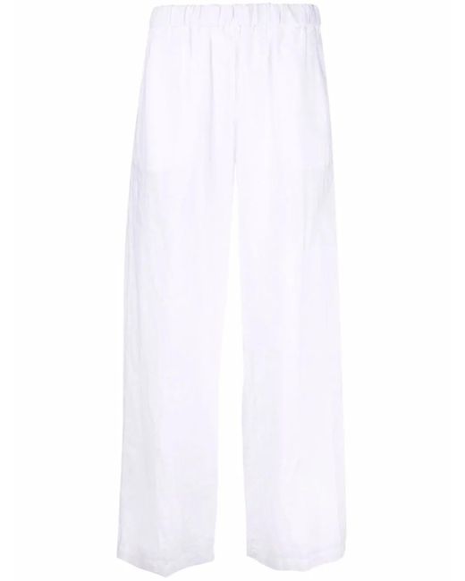 Aspesi White Elasticated Straight-Leg Trousers