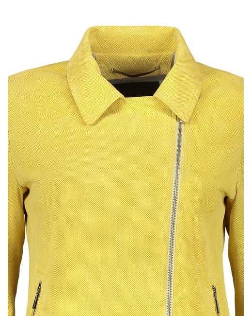 Moorer Yellow Perforated Leather Jacket