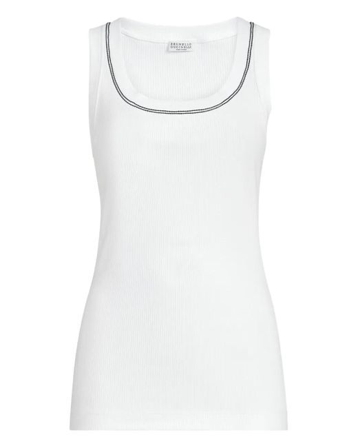 Brunello Cucinelli Geribbelde Tanktop in het White