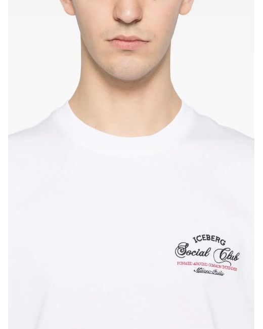 Iceberg White Logo Graphic T-Shirt for men