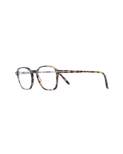 Tom Ford Brown Tortoiseshell-Effect Round-Frame Glasses