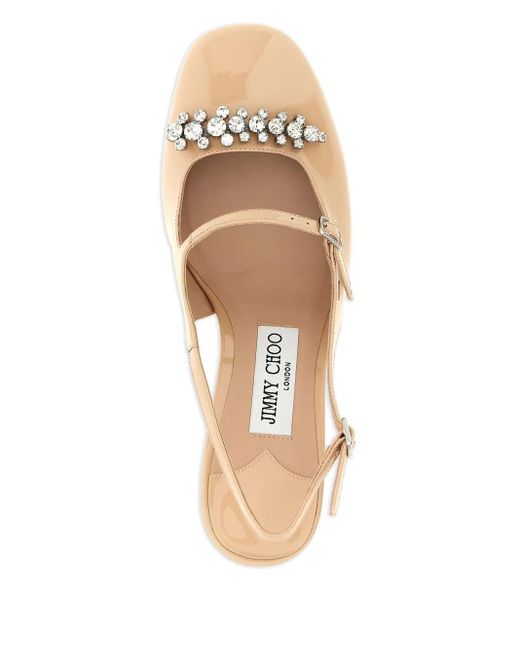 Jimmy Choo Natural Belinda Slingback-Pumps mit Kristallen 70mm