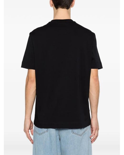 Emporio Armani Black Logo-Embroidered T-Shirt for men