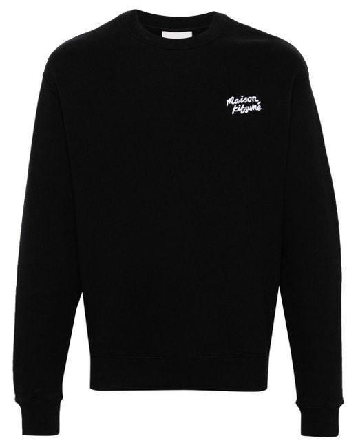 Maison Kitsuné Black Logo Embroidered Cotton Sweatshirt - Men's - Cotton for men