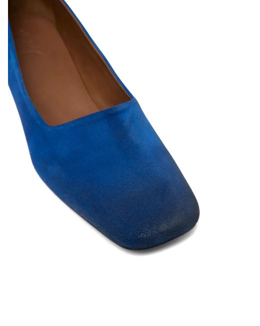Marsèll Blue Square-Toe Kitten-Heel Pumps
