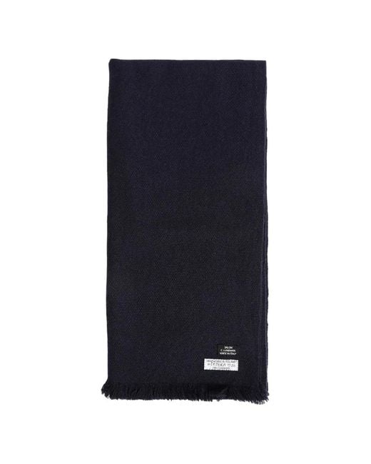 SALON C. LUNDMAN Blue Handwoven Cashmere Scarf for men