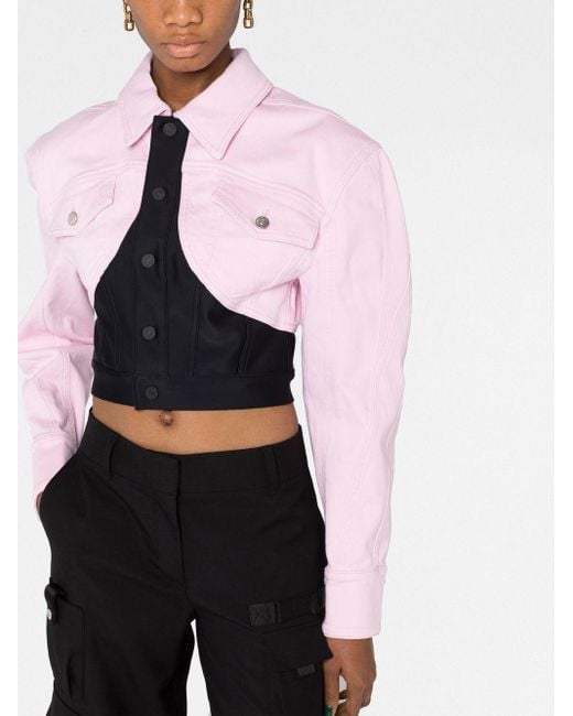 Cropped coloured hotsell denim jacket