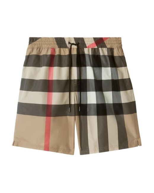 Burberry Natural Checked Swim Shorts for men