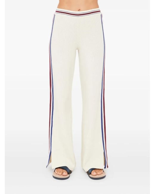 The Upside White Adesa Kansas Striped Knit Trousers