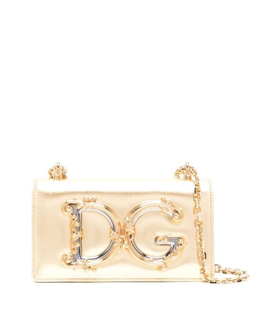 Dolce & Gabbana Natural Logo-plaque Leather Phone Bag