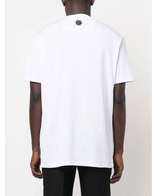 Philipp Plein White Skull-Print Short-Sleeve T-Shirt for men