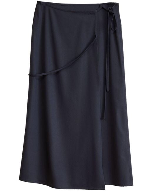 Lemaire Blue Tie-fastening Wrap Maxi Skirt