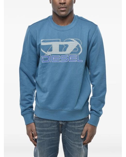 DIESEL Blue Logo-Print Sweatshirt for men