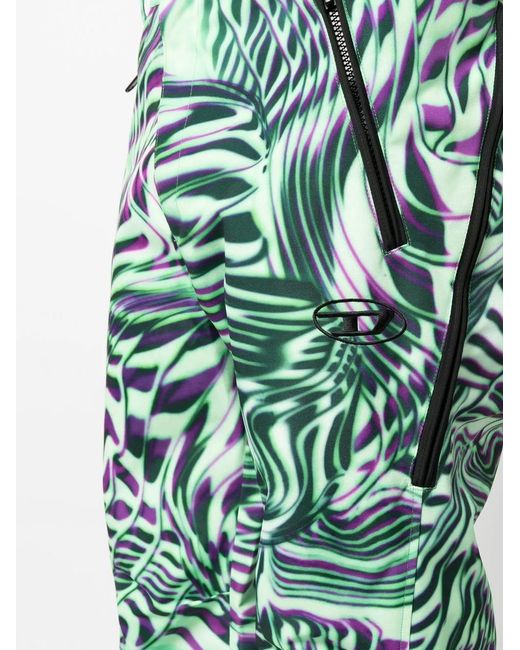 DIESEL Green Optical-Print Canvas Trousers for men