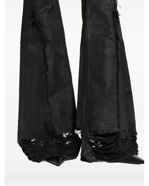 Rick Owens Black Frayed Jeans