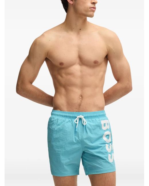 Boss Blue Logo Swim Shorts for men