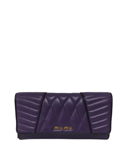Miu Miu Purple Gestepptes Portemonnaie
