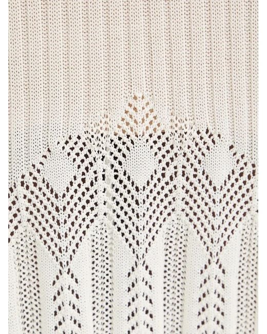 Liu Jo White Pointelle-Knit Ribbed Maxi Dress