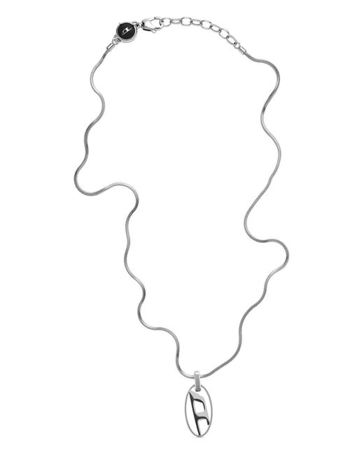 DIESEL Metallic Stainless Steel Pendant Necklace